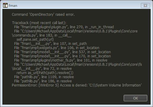 fman PermissionError when opening a directory