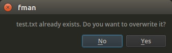 fman prompt asking whether to overwrite a file